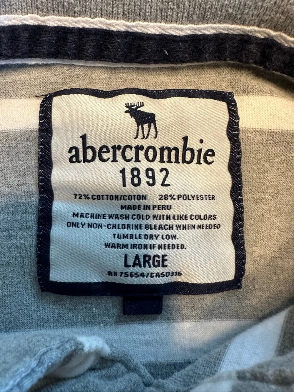 Abercrombie & Fitch Boys Large Pullover Shirt Gray Striped Long Sleeve Collared